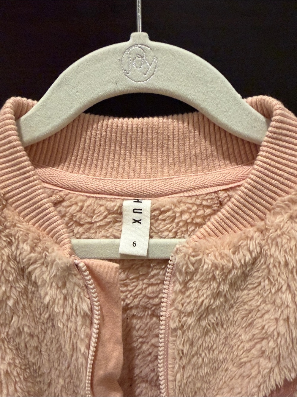 Huxbaby Girls Size 6 Kids Plush Zip-Up Jacket in Light Pink Rainbow - Picture 2 of 6